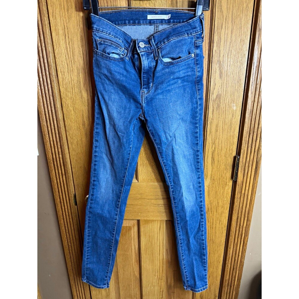 Levi’s Women’s Skinny Medium Wash Blue Denim Jeans 5-Pocket Logo Zip/Button